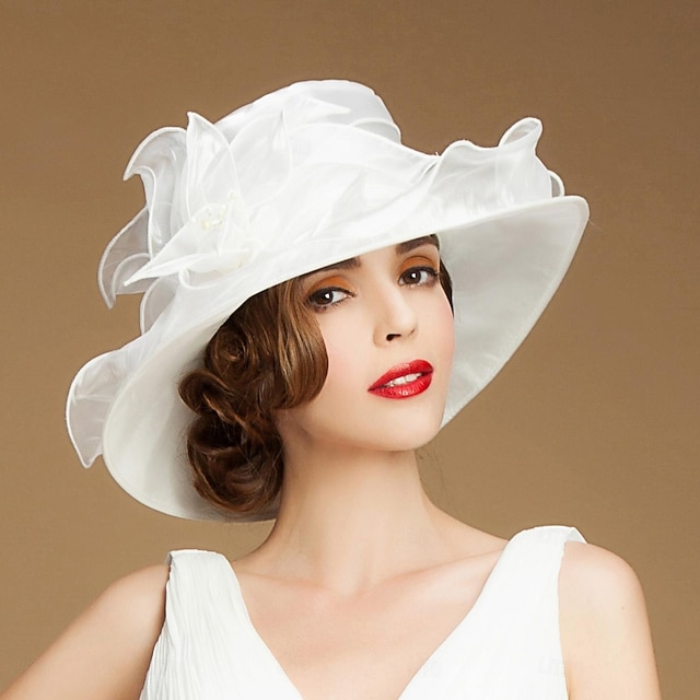  Sombreros, sombreros, organza, sombrero de cubo de seda helada, sombrero flexible, sombrero para el sol, fiesta de té de boda, elegante boda con tocado floral