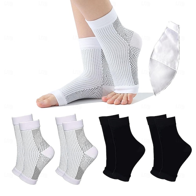  1 par de meias de neuropatia para mulheres e homens, meias calmantes para dor de neuropatia, meias de compressão sem dedos no tornozelo, cinta de tornozelo para alívio de fascite plantar