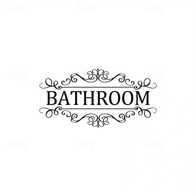 Letter Graphic Wall Sticker, English Logo Bathroom Wall Door Sticker ...