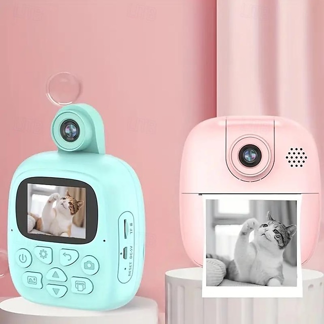  Cámara inteligente polaroid de dibujos animados para niños, impresión instantánea sensible térmica, cámara digital pequeña slr, juguete