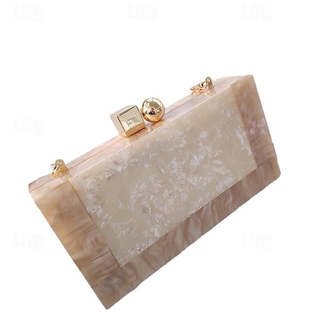 Women's Handbag Clutch Evening Bag Acrylic Party Daily Chain Solid Color Beige