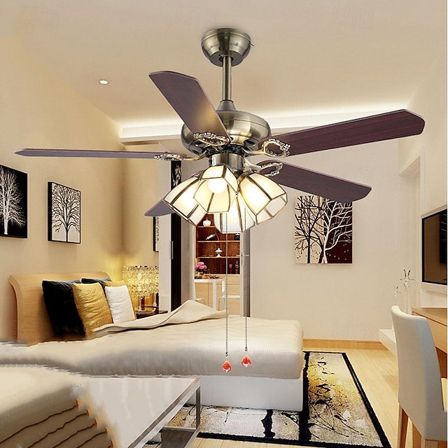  Ventilador de techo con luces y control remoto 108/120/130 cm lámpara industrial de araña vintage para interiores para dormitorio, sala de estar, comedor, habitación de niños, luz cálida