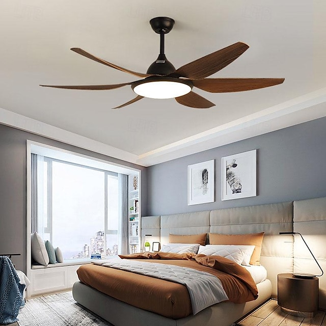  Ceiling Fans with Lights 137cm LED Stepless Dimming Ceiling Fan for Home with Remote Control Downrod Mount for Children's Room Living room Bedroom