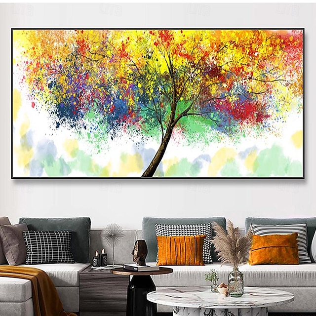  Mintura pinturas al óleo de árboles coloridas hechas a mano sobre lienzo, decoración de arte de la pared, imagen grande abstracta moderna para decoración del hogar, pintura enrollada sin marco y sin