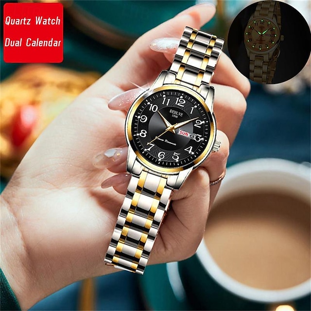  新しい deblve ブランド レディース腕時計 超薄型 スチールベルト カレンダー 発光 週表示 クォーツ時計 軽量 高級 ファッション 防水 腕時計 女性