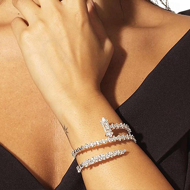  Women's Tennis Bracelet Layered Precious Fashion Luxury Rhinestone Bracelet Jewelry Silver / Gold For Gift Engagement