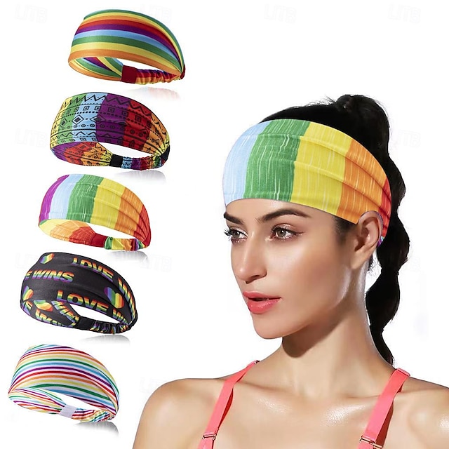  LGBT LGBTQ Rainbow Sweat-Absorbent Headband Adults' Men's Women's Gay Lesbian Pride Parade Pride Month Masquerade Easy Halloween Costumes