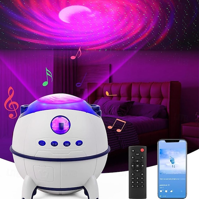  Galaxy Aurora Light Projector Multicolor 8 Soothing Sound Ceiling Starlight Built-in Bluetooth Speaker with Remote Control for Adult Kids Gift Bedroom Room Dcor