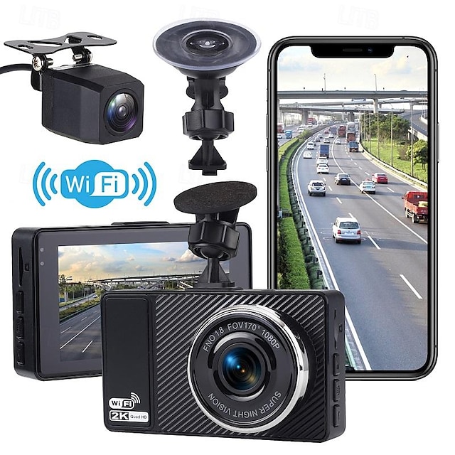  X18  PRO 2160P تصميم جديد / HD / مع الكاميرا الخلفية سائق سيارة 170 درجة زاوية واسعة 3 بوصة IPS داش كام مع WIFI / ليلة الرؤية / G-Sensor 4 أشعة تحت الحمراء LED مسجل السيارة