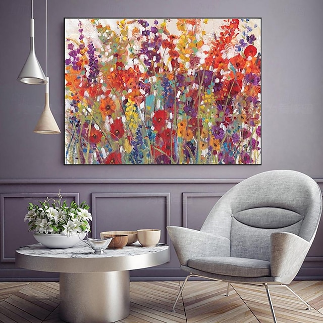  لوحة زيتية مصنوعة يدويًا من القماش لتزيين جدران المناظر الطبيعية والزهور للمنزل وغرفة الطعام، لوحة ملفوفة بدون إطار غير ممتدة