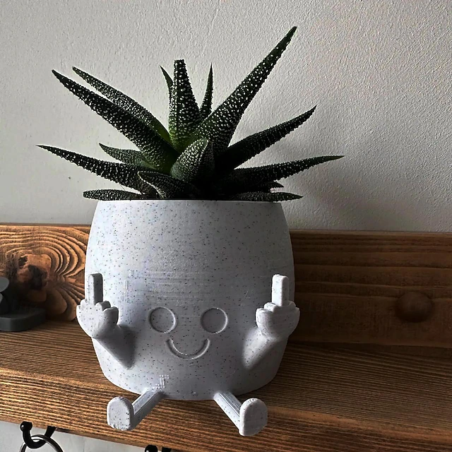 Smiling Plant Pot with Middle Fingers Up,Resin Plastic Ornaments Flower Pot, Planting Containers, Novelty Interesting Decorations, for Home Indoor Window, Desktop, Outdoor Patio Yard 8