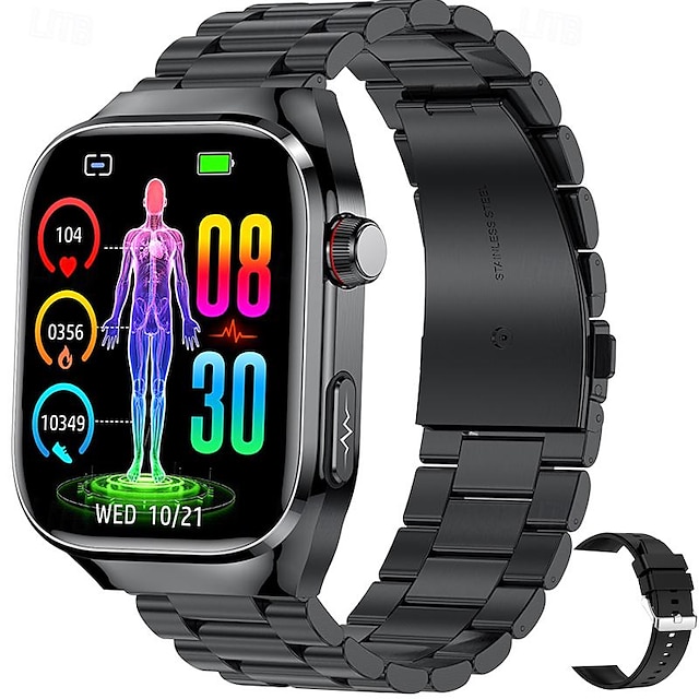  iMosi TK16 Smart Watch 2.04 inch Smartwatch Fitness Running Watch Bluetooth ECG+PPG Temperature Monitoring Pedometer Compatible with Android iOS Women Men Long Standby Hands-Free Calls Waterproof IP68