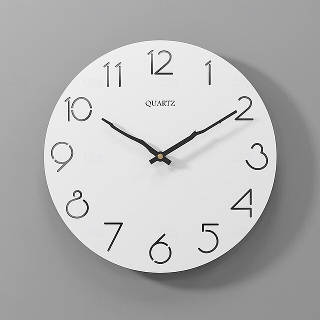  Modern Wall Clock,Creative Decorative Nordic Log Style Wall Clock Arabic Numerals Wall Clock Modern White Wood Simple Round Wall Clock 30cm