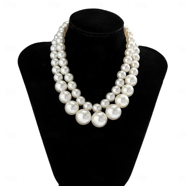  Geschichtete Halskette Perlen Damen Elegant Süß Layer-Look Niedlich Kreisförmig Modische Halsketten Für Hochzeit Party