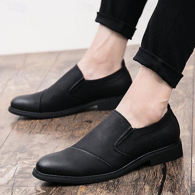  Men's Loafers & Slip-Ons Fashion Boots Walking Casual Daily Nappa Leather Comfortable Booties / Ankle Boots Loafer Black Spring