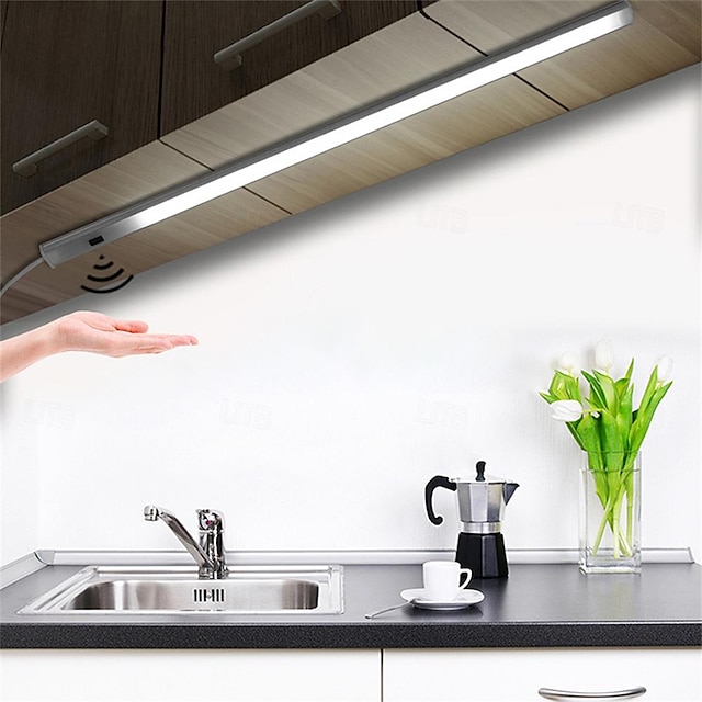  LED-Smart-Schrankleuchte mit USB-Sensor, Unterschrankbeleuchtung, dreifarbig, Temperaturen warmweiß/weiß/dreifarbig, einstellbar für Küchen, Treppen und Waschtische, magnetisches wiederaufladbares