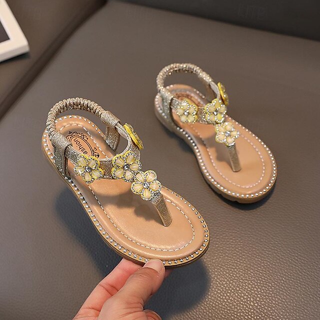  Girls' Sandals Daily Leather PU Portable Princess Shoes Big Kids(7years +) Little Kids(4-7ys) Toddler(2-4ys) Daily Prom Walking Sequin Silver Pink Gold Spring Fall