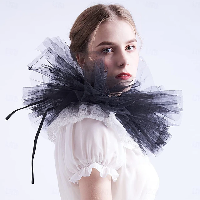Royal Neck Ruff Retro Vintage Rococo Baroque Ruff Collar Neck Collar Fancy Dress Women ...