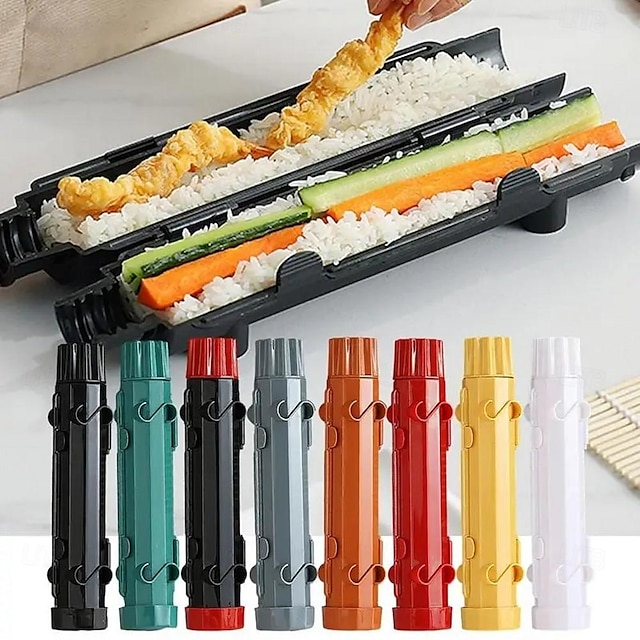  fai da te a strisce sushi stampo rapido sushi set di strumenti di carne di verdure tamburo cucina domestica sushi rocket launcher accessorio da cucina fai da te mesin pembuat sushi peralatan dapur