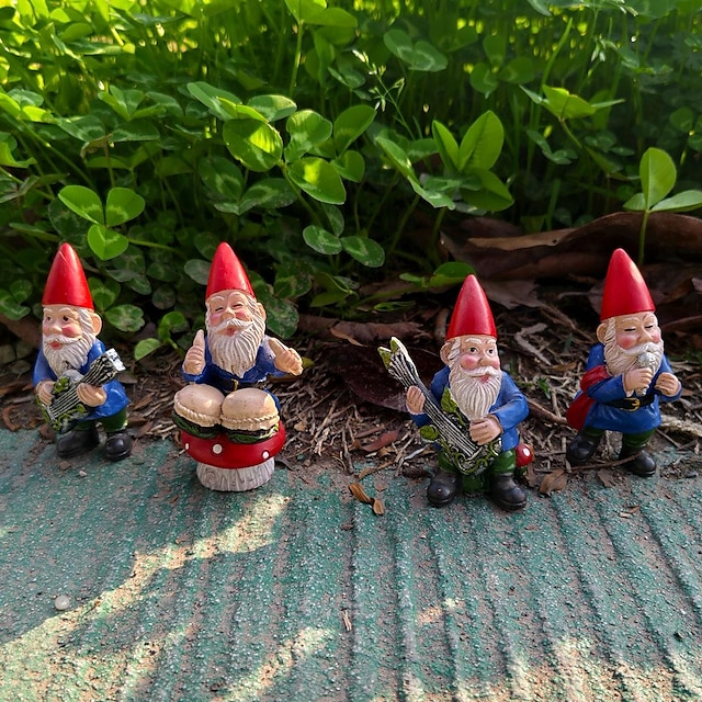  4pcs/set Band of Elves - Suitable for Home Living Room Decor and Outdoor Garden Decoration, Resin Craft Ornament