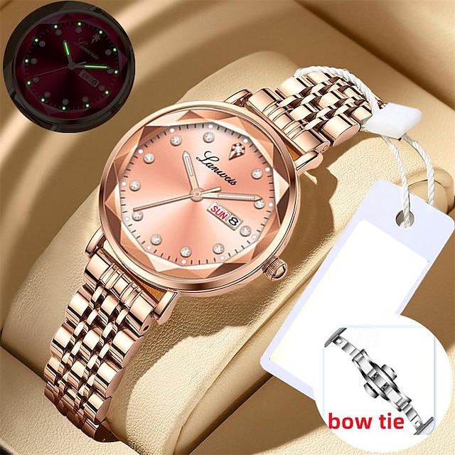  noua marca deblve ceas cu curea de oțel pentru femei calendar dublu ceas de cuarț luminos la modă ceas de mână rezistent la apă de lux cu sută de temperament