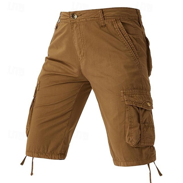  Men's Tactical Shorts Cargo Shorts Shorts Button Multi Pocket Plain Wearable Short Outdoor Daily Going out Fashion Classic Yellow Army Green