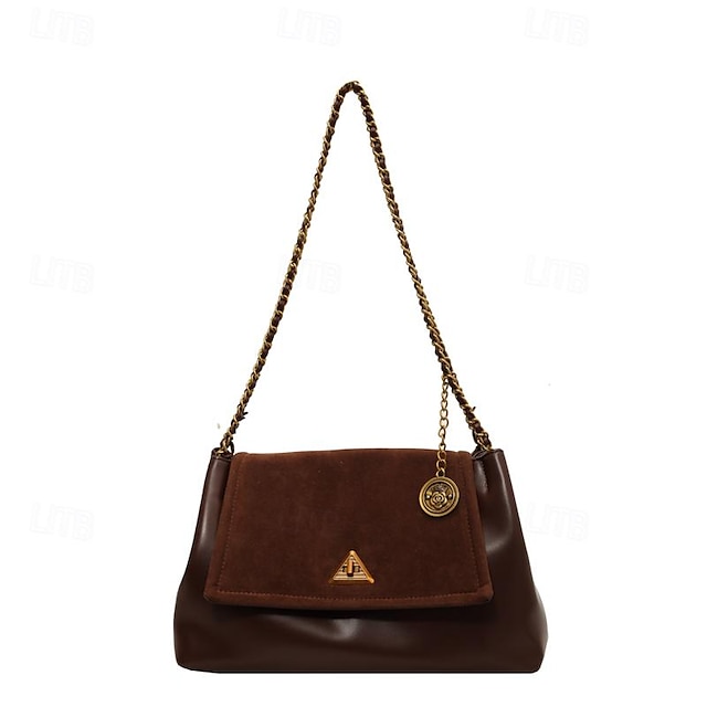  Women's Crossbody Bag Shoulder Bag Suede PU Leather Daily Chain Large Capacity Black Brown Coffee
