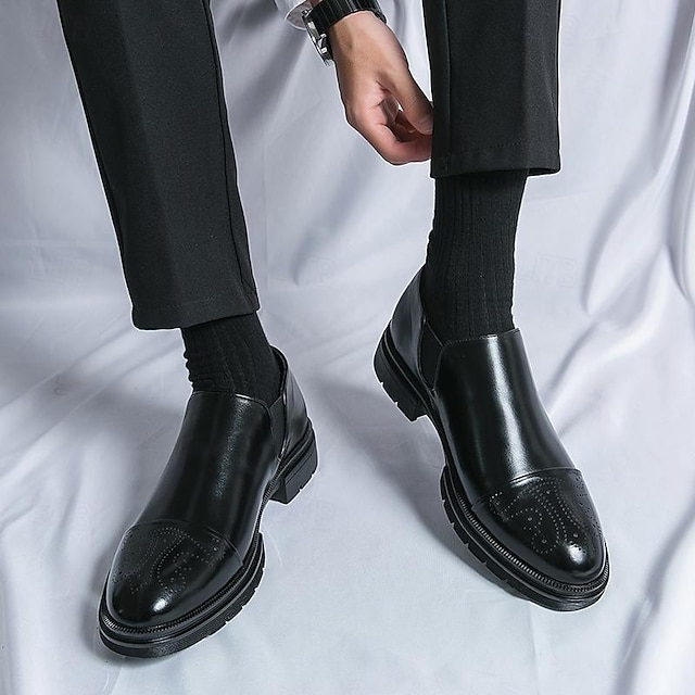  Pánské Nokasíny Bullock Shoes Společenské boty Chůze Obchodní Britský gentleman Svatební Kancelář a kariéra Párty a večer Syntetická kůže Pohodlné Povaleč Černá Hnědá Jaro