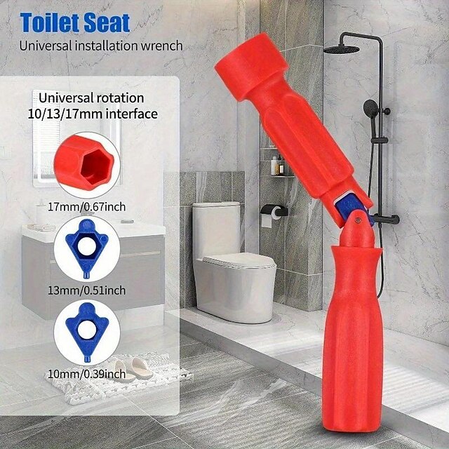 Toilet Seat Wrench Tool – Universal Installation & Repair Kit With Adapters, 10/13/17mm, High-Strength PA6+GF30 Plastic (Green)