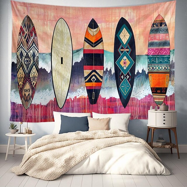 Summer Surfer Skateboard Hanging Tapestry Wall Art Large Tapestry Mural Decor Photograph Backdrop Blanket Curtain Home Bedroom Living Room Decoration Owl Lion 25