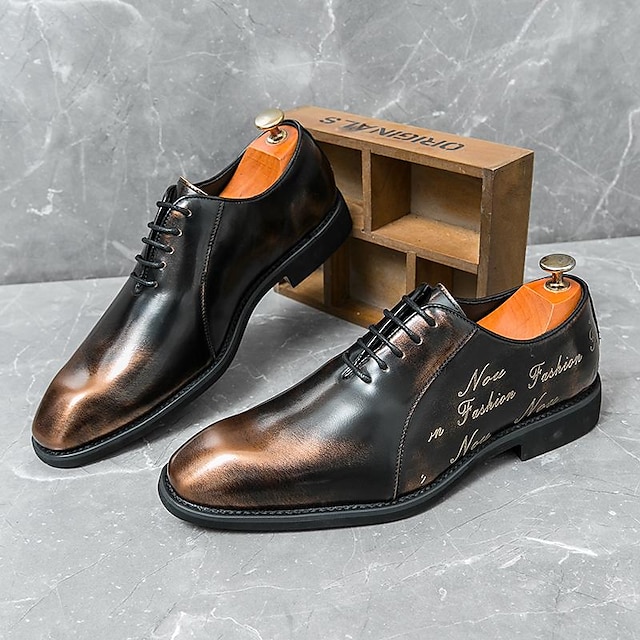  Miesten Oxford-kengät Derby-kengät Juhlakengät Vintage Liiketoiminta Brittiläinen herrasmies Häät Päivittäin Toimisto & ura PU Mukava Nauhat Musta Vaaleanruskea Kesä