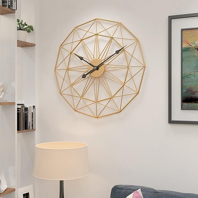  Retro Nordic Type Iron Art Large Silent Hanging Wall Clock Mute Hanger Clocks Home Living Room Bedroom Decoration Accessories 50 / 60 cm Gold Black