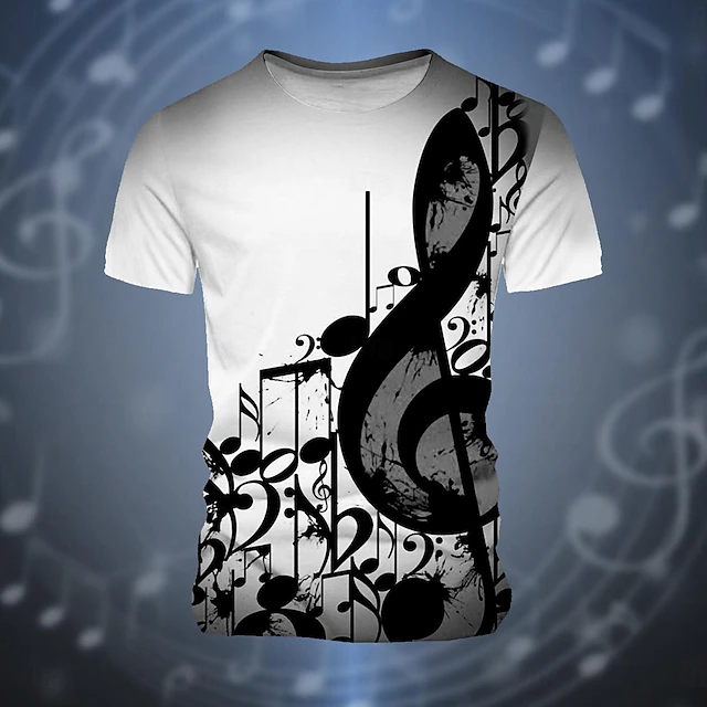 Men's Graphic T Shirt Short Sleeve T shirt 3D Print Crew Neck Shirt Casual Street Style Holiday Going out White Blue Spring & Summer Clothing Apparel S M L XL XXL 2XL 3XL 5