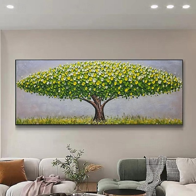  pintura a óleo em tela de árvore moderna arte de textura de árvore colorida quente pintado à mão decoração de paisagem arte de parede arte de quarto nova decoração de casa sem moldura