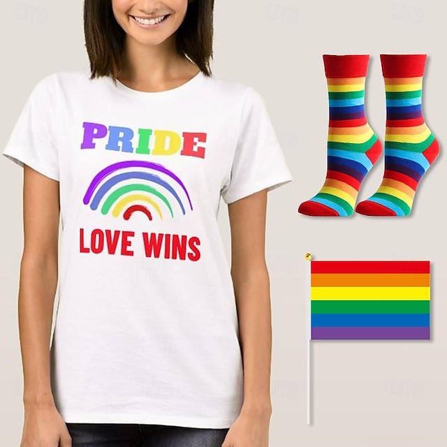  lgbt lgbtq tricou pride cămăși cu 1 pereche de șosete set steagul curcubeu pride love wins queer lesbian tricou pentru cuplu unisex adulți pride parada pride luna petrecere carnaval