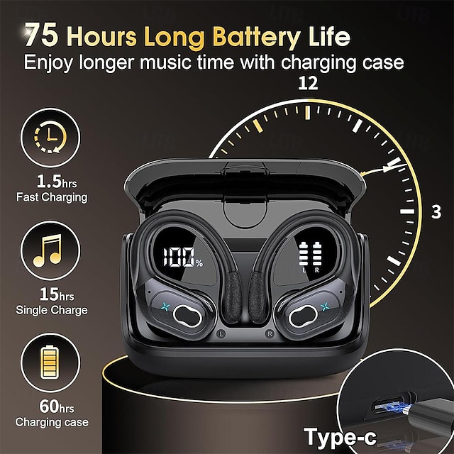  696 HD65 Fone de ouvido com telefone viva-voz Gancho para Orelha Bluetooth 5.3 Cancelamento de Ruído Estéreo Cancelamento de ruído ambiental ENC para Apple Samsung Huawei Xiaomi MI Negócios de