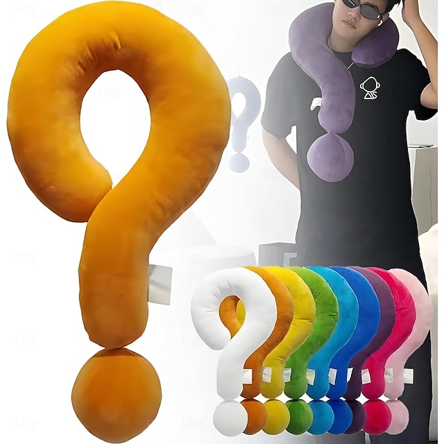  cuscino da viaggio con punto interrogativo, cuscino da aereo in memory foam per collo di adulti/bambini & cuscino di supporto per la schiena leggero per dormire in campeggio in casa, in ufficio,