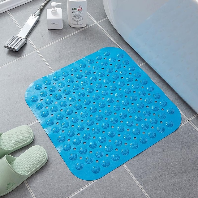  tapis de douche tapis de douche en caoutchouc avec trou de drainage - tapis de baignoire antidérapant pour salle de bain, anti-moisissure, séchage rapide, confortable et sûr pour les enfants et les