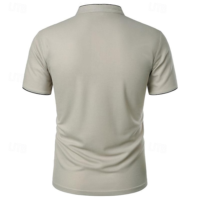 Homme Chemise de golf Polos de Golf Occasionnel Travail Col montant Manche Courte Basique Moderne Bloc de Couleur Patchwork Boutons Printemps & Été Coupe régulière Vin Noir Blanche Rose Vert Kaki