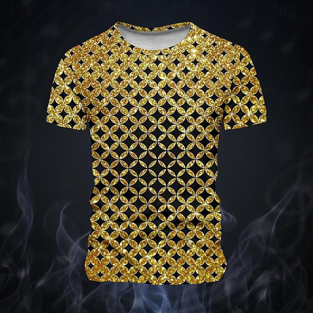 Men's Sparkling Glitter Money T Shirt Short Sleeve T shirt 3D Print Crew Neck Shirt Fashion Exaggerated Designer Street Sports Outdoor Gold Summer Spring Clothing Apparel S M L XL XXL XXXL4