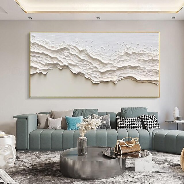 Oversized Seaswaves white Textured Painting handmade Clouds Abstract ...