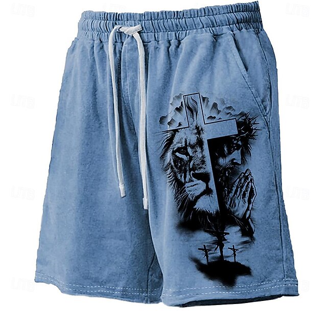  Bărbați Animal Leu Σταυρός Pantaloni Scurti Pantaloni Scurți de Înot Boxeri înot Talie medie Hawaiană Casual Concediu Plajă Cordon cu căptușeală din plasă Talie elastică Designer Îmbrăcăminte