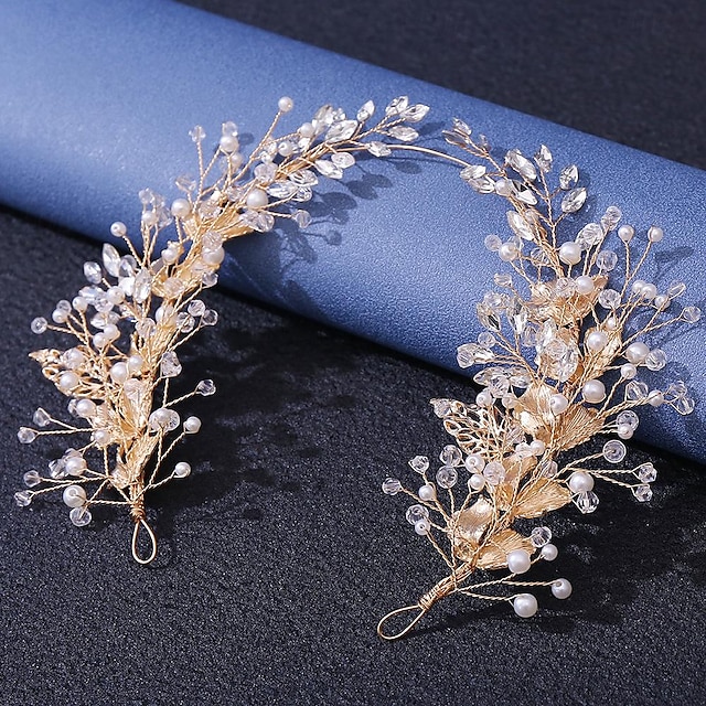  Crown Tiaras pannebånd Hodeplagg Strass Legering Bryllup cocktail Elegant Luksus Med Rhinsten Imiterte Perler Hodeplagg Hodeplagg