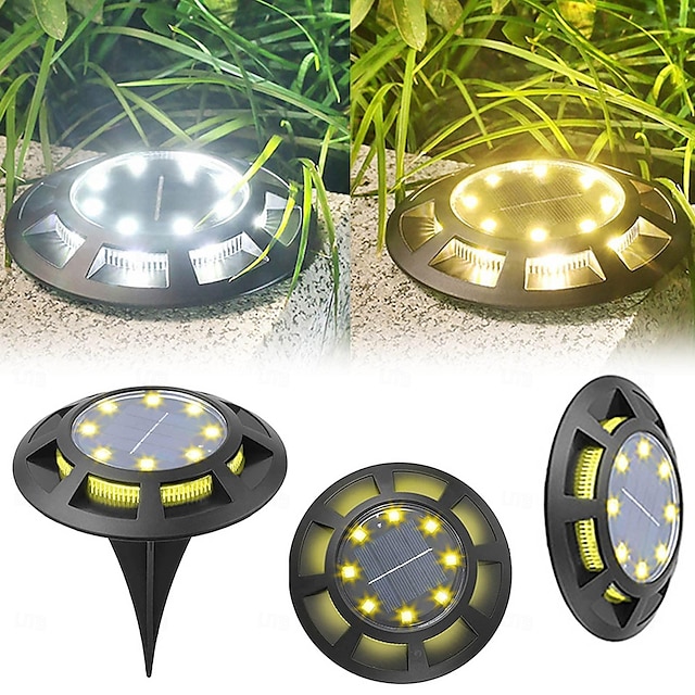  Luci Solari Per Esterni Lampada Solare Da Terra 16 Led Aggiornata Impermeabile Luminosa Da Incasso Da Terra Per Corridoio Da Giardino Corridoio