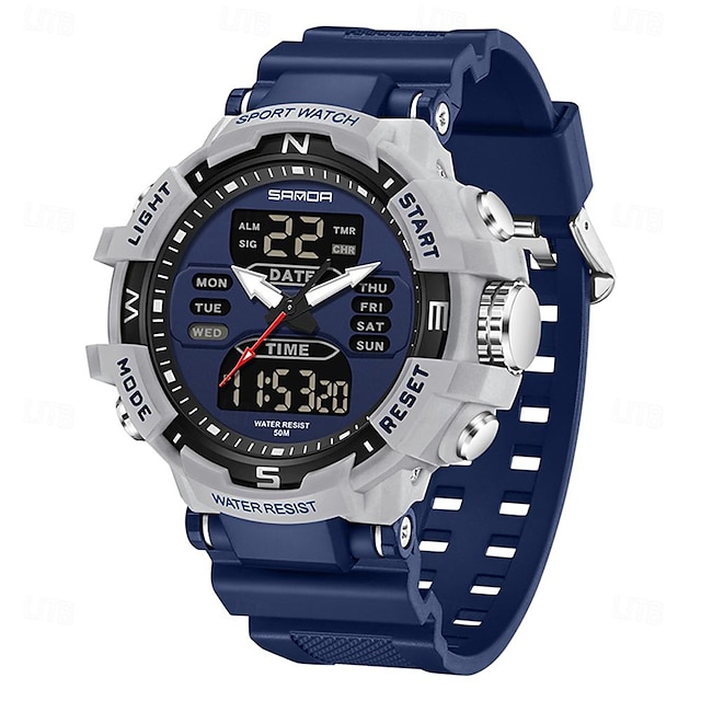  Reloj digital SANDA para hombres deporte al aire libre moda reloj de pulsera cronómetro luminiscente reloj despertador cuenta regresiva reloj de TPU