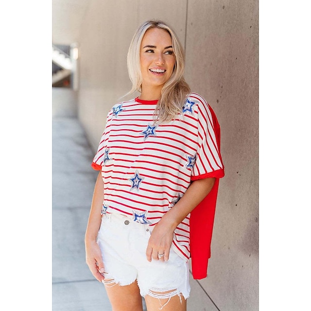  USA Flag T-shirt USA Flag For Women's Adults' Independence Day / the Fourth of July July 4 3D Print Casual Daily