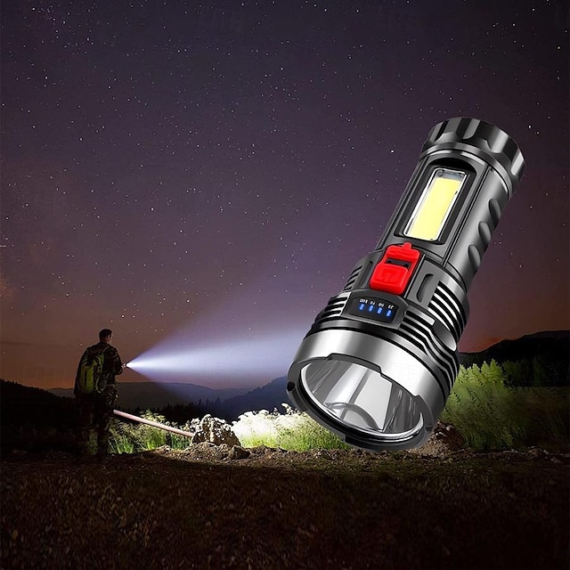  Super Birght USB Torch LED Flashlight 4 Modes LED Tactical Flashlight- High Lumens, Camping and Hiking Flashlight for Outdoor and Indoor Use