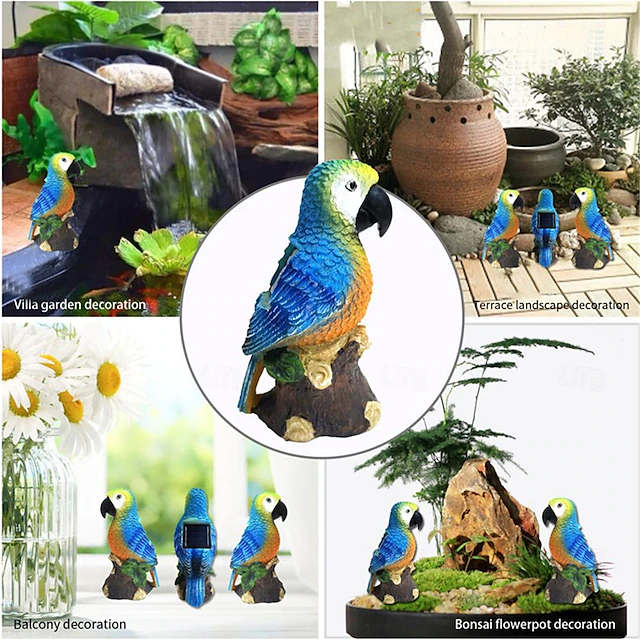 Outdoor Solar Parrot Light Bird Resin Handicraft Lawn Balcony Small 