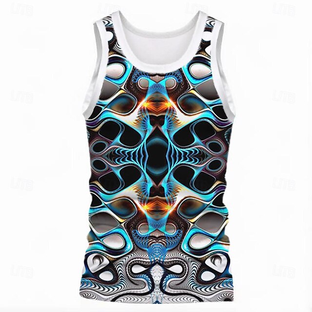 Men's 3D Tank Sleeveless T shirt Crew Neck Shirt Ugly Exaggerated Carnival Party Casual Black Summer Clothing Apparel S M L XL XXL XXXL4