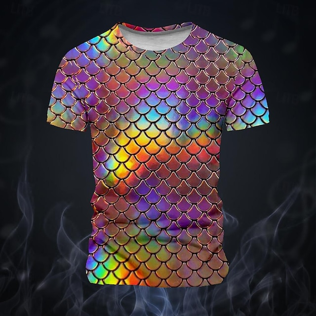 Scales Holographic Fashion Exaggerated Funny Men's 3D Print T shirt Tee ...